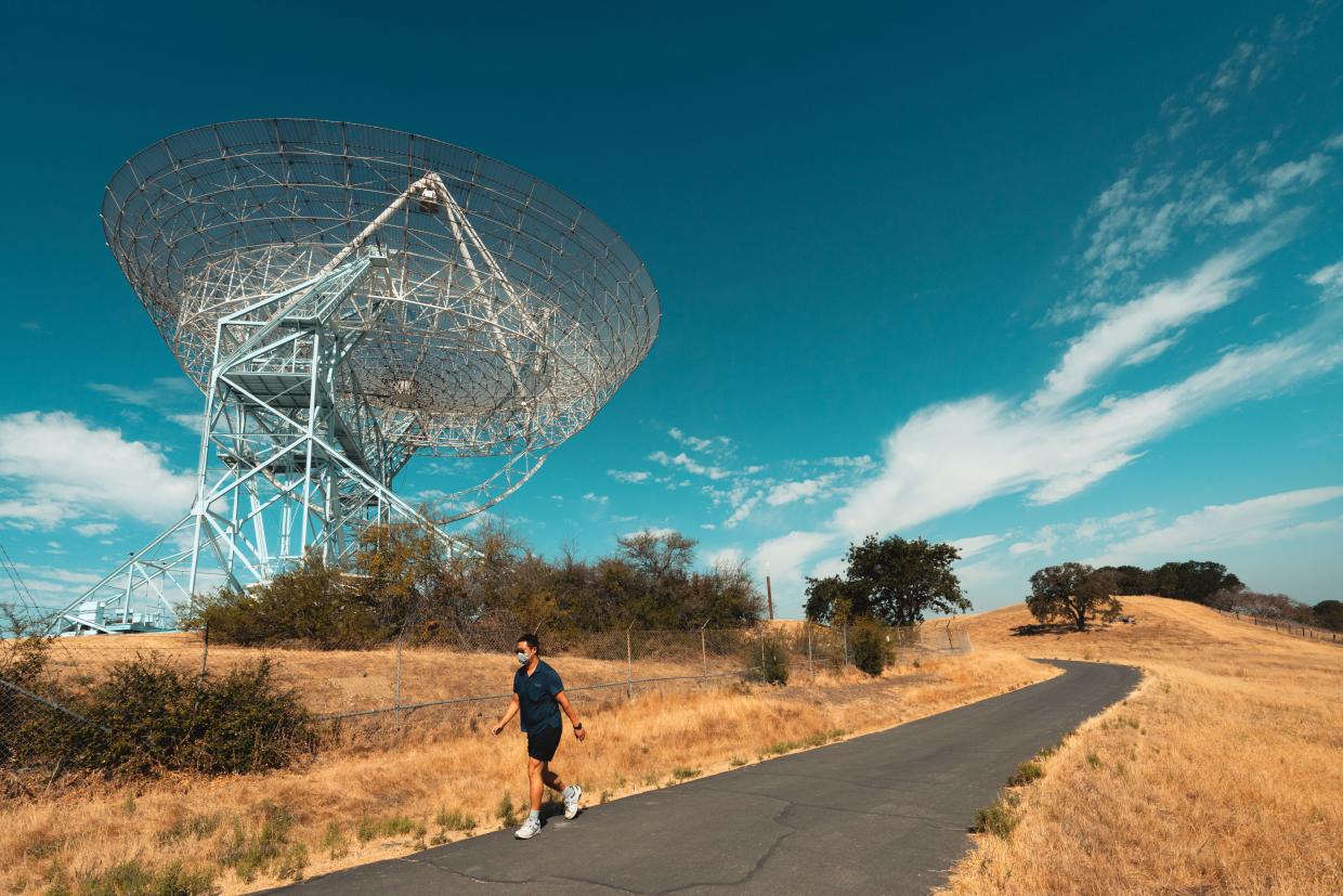 Hiker at the Stanford dish