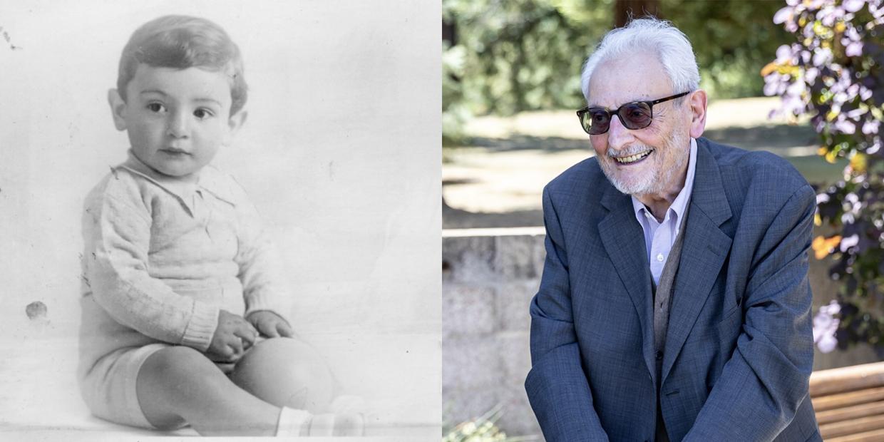 A baby picture and a current picture of Claudio Pellegrini.