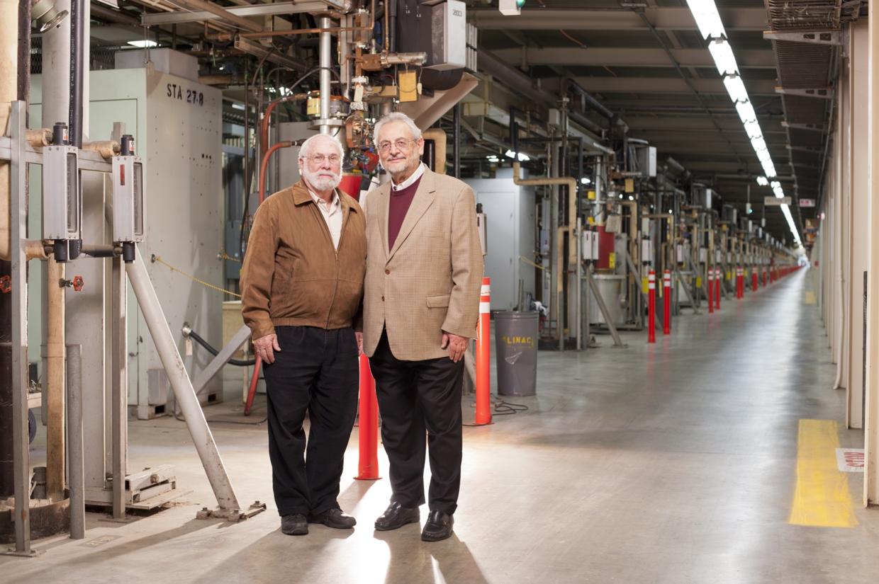 Claudio Pellegrini with SLAC and Stanford Professor Emeritus Herman Winick at LCLS.