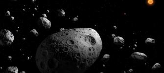 Illustration showing asteroids