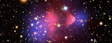 clusters of galaxies collide showing separation of dark matter
