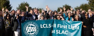Secretary of Energy Jennifer M. Granholm and SLAC staff celebrate LCLS-II first light