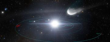 An illustration of an interstellar object approaching our solar system.