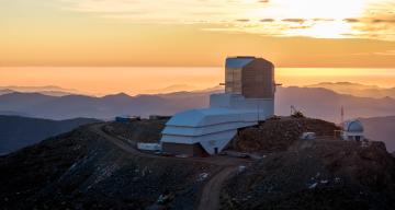 Vera C. Rubin Observatory at sunset on Cerro Pachoñ in Chile