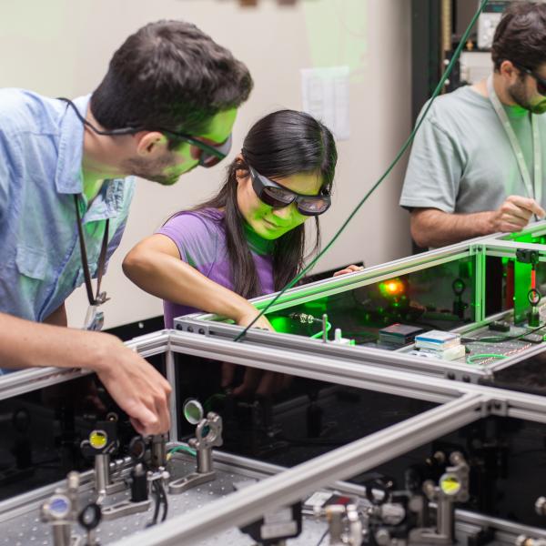 Selina Li, Sebastien Corde, and Philippe Hering in a FACET laser lab