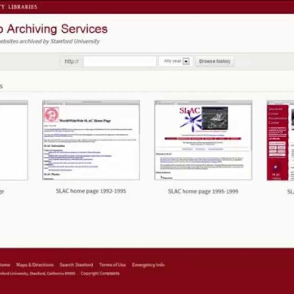 SLAC Earliest Websites in Stanford Web Archive Portal