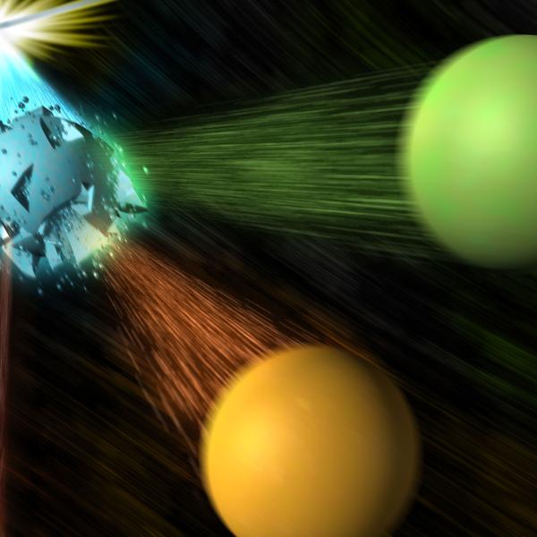 Particles collide in this illustration