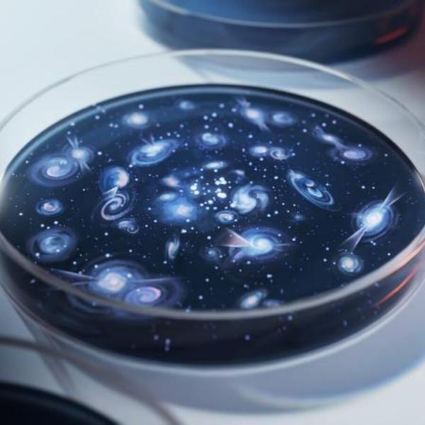 Illustration of galaxies in a Petri dish