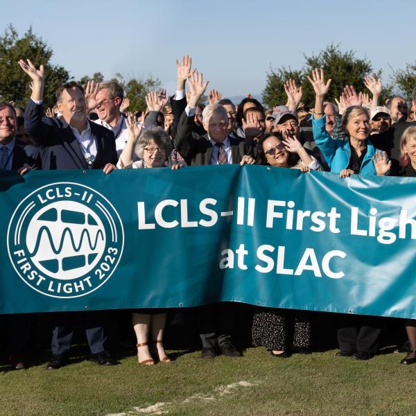 Secretary of Energy Jennifer M. Granholm and SLAC staff celebrate LCLS-II first light
