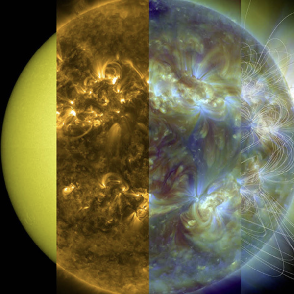 View of the sun with different filters