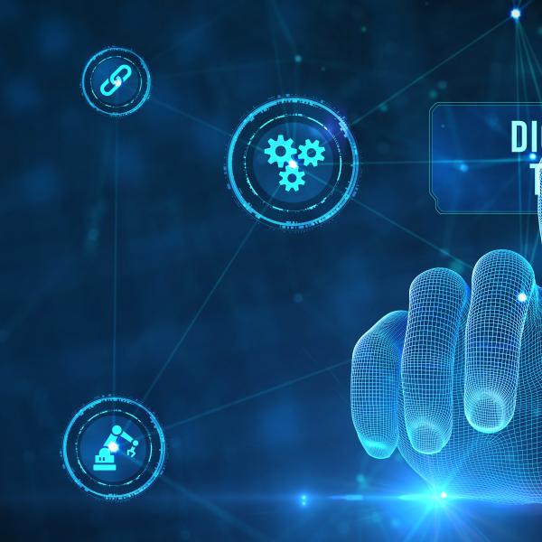 hand pointing to digital twin