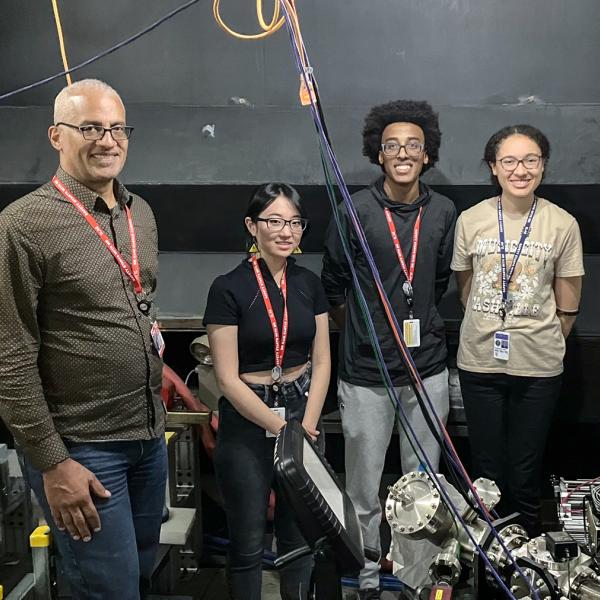 A team from Harvey Mudd College inside the NLCTA accelerator housing at SLAC.