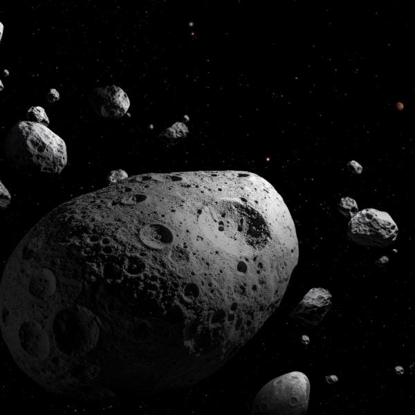 Illustration showing asteroids