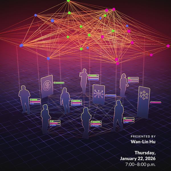 Poster for public lecture about Humans Navigating Complexity with AI Helpers