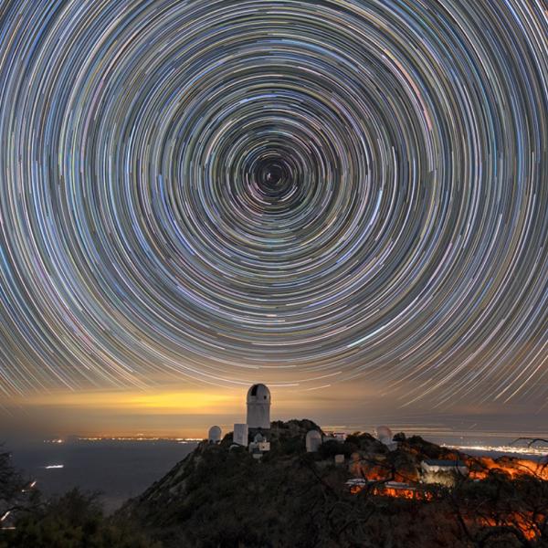 Star trails over the Mayall Telescope.