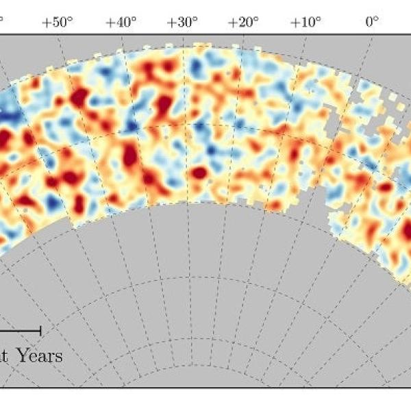Map of sky showing density of galaxy clusters