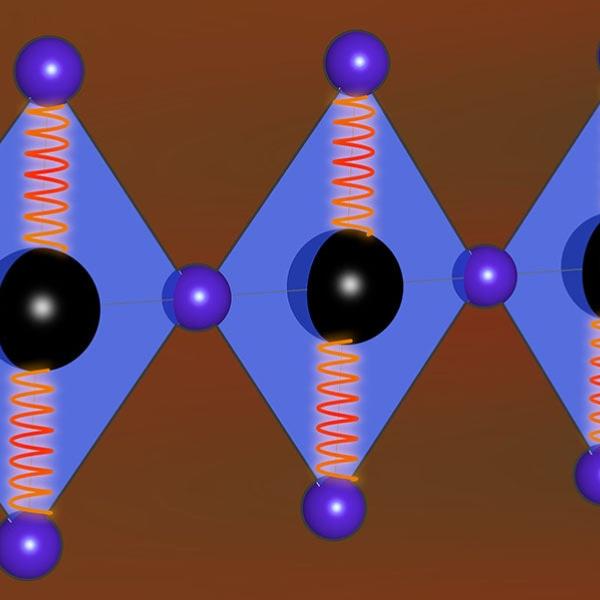 An illustration of 1D copper oxide, or cuprate, chains that have been “doped” to free up some of their electrons. 