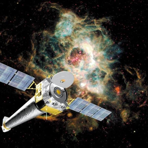 Image - Chandra spacecraft overlaid on astronomical image
