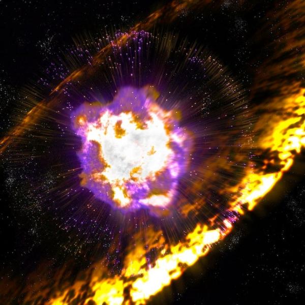 Image - Artist's illustration of a supernova, with a shockwave spreading out from it.