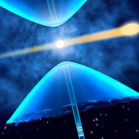 Illustration of liquids getting vaporized by an X-ray beam