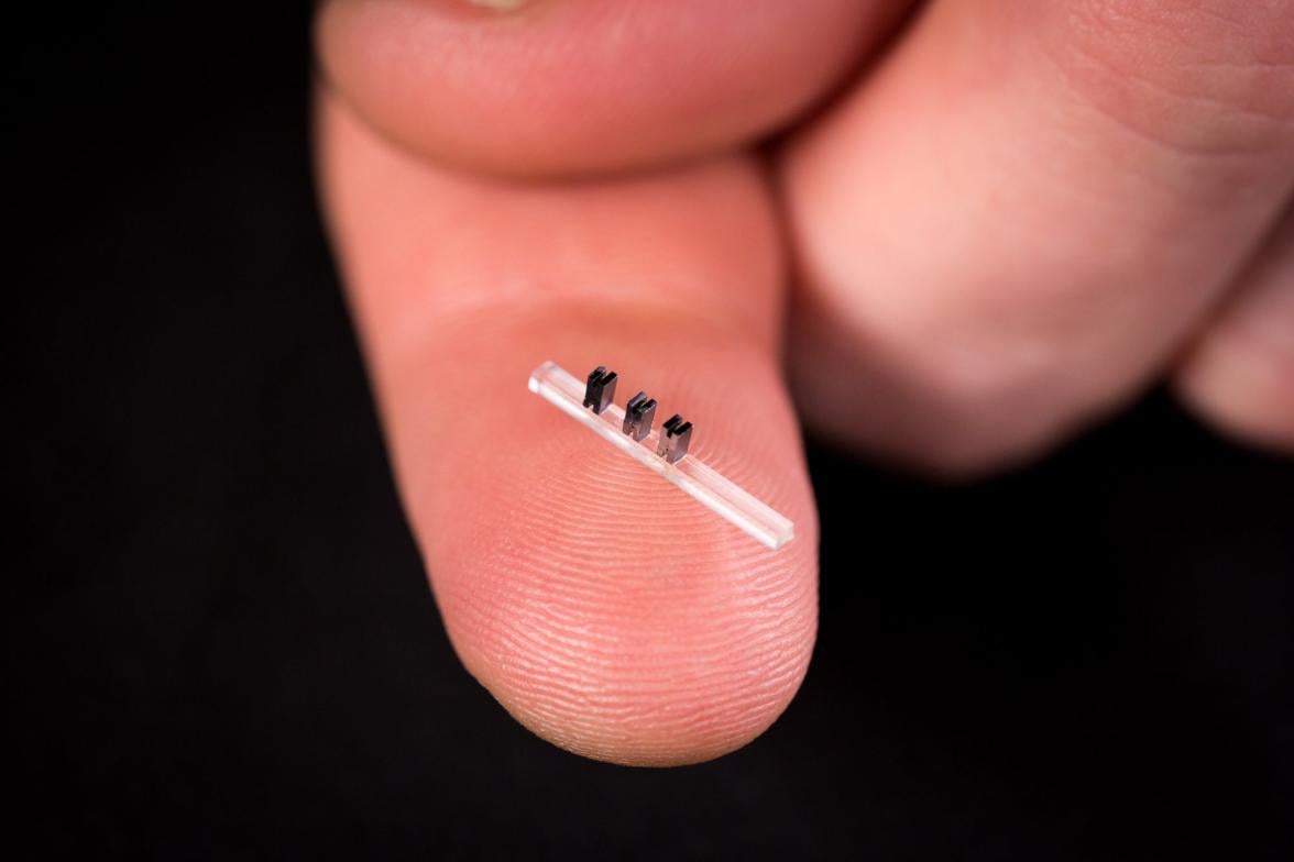Photo of an accelerator chip on a finger