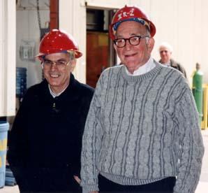 Lev Okun and Sidney Drell at the installation of the BaBar Coil at SLAC's IR2