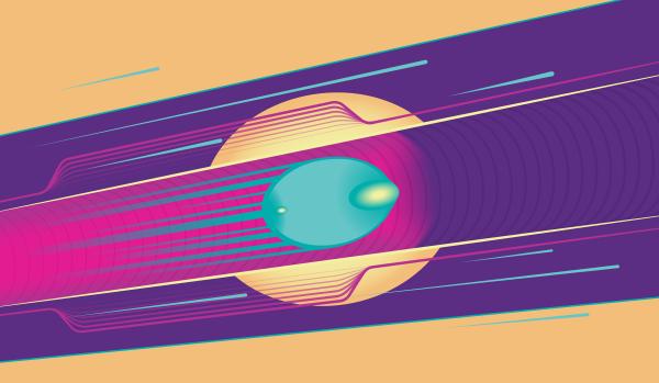 Illustration of electrons traveling through a plasma chamber