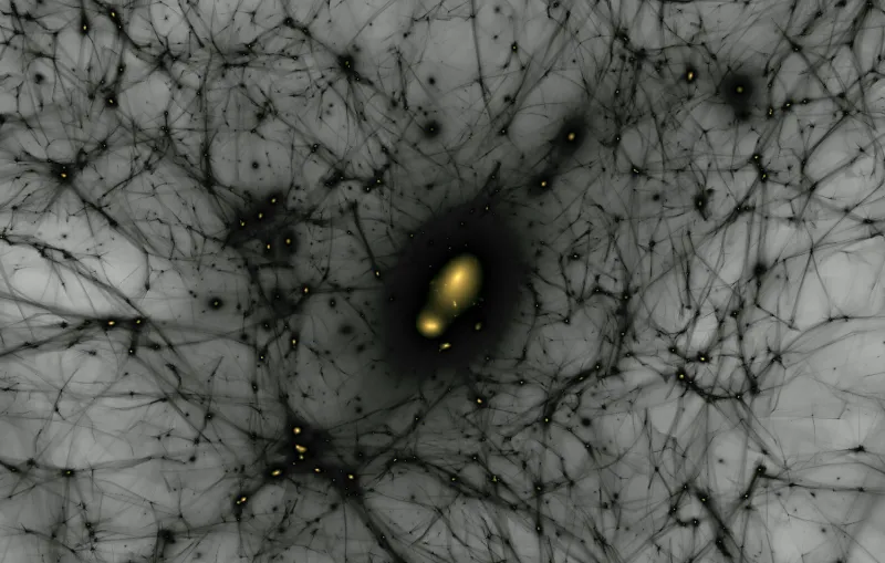 A web of dark matter, in which galaxies are forming.