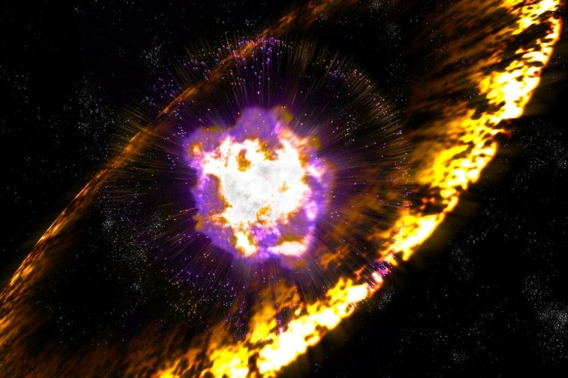 Image - Artist's illustration of a supernova, with a shockwave spreading out from it.