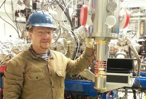 Photo - Timur Osipov, a research scientist in Nora Berrah's group, built the electron and ion imaging spectrometers for LAMP using two position-sensitive detectors. (Nora Berrah)